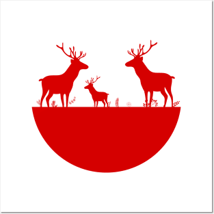 Christmas deers Posters and Art